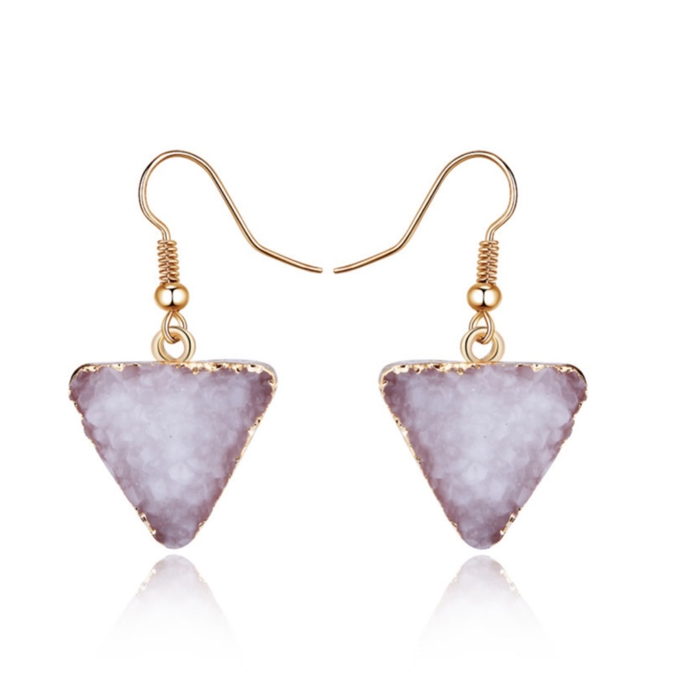 Light Purple Crystal Triangle Earrings